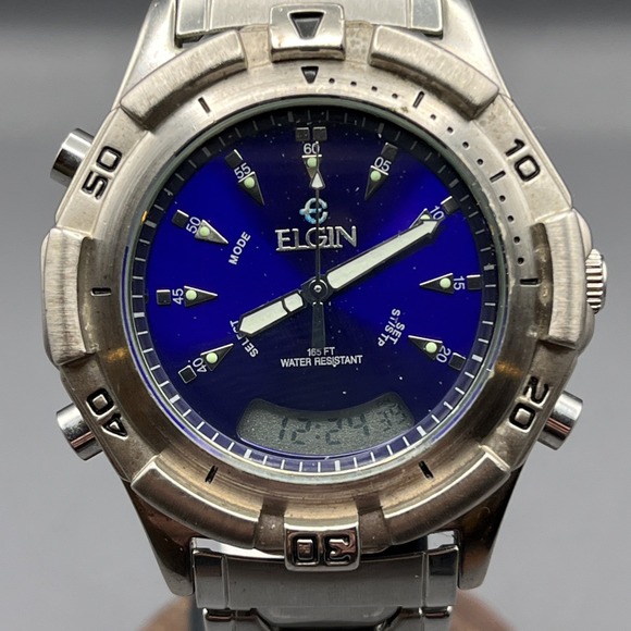 Elgin FCA103 Analog-Digital Watch – Ready to Wear, Blue Dial, Stainless Steel - Picture 1 of 10